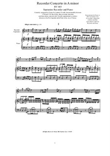 Concerto for Flautino and Strings in A Minor, RV 445: For flautino and piano by Antonio Vivaldi