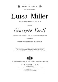 Luisa Miller: For piano by Giuseppe Verdi