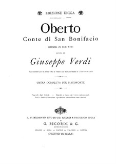 Oberto, Conte di San Bonifacio: For piano by Giuseppe Verdi