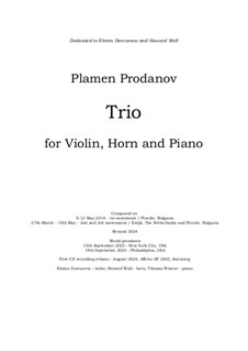 Trio for Violin, Horn and Piano: Full score by Plamen Prodanov