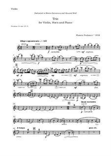 Trio for Violin, Horn and Piano: Violin part by Plamen Prodanov
