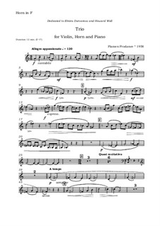 Trio for Violin, Horn and Piano: Horn part by Plamen Prodanov