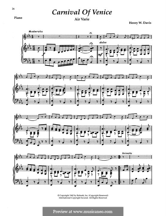 Carnival of Venice: For alto saxophone and piano by Julius Benedict