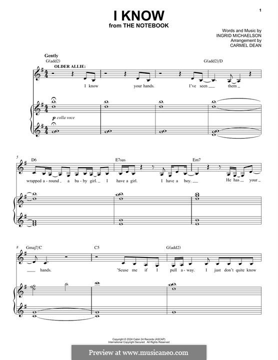 I Know (from The Notebook): For voice and piano by Ingrid Michaelson