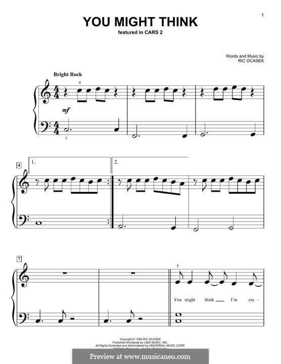 You Might Think (The Cars): For piano by Ric Ocasek