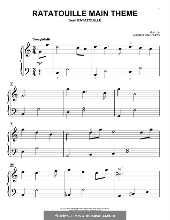 Ratatouille (Main Theme): For piano by Michael Giacchino