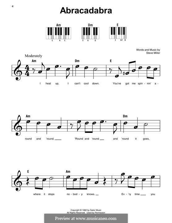 Abracadabra (Steve Miller Band): For piano by Steve Miller
