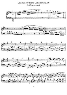 Concerto for Piano and Orchestra No.16 in D Major, K.451: Cadenzas by Wolfgang Amadeus Mozart