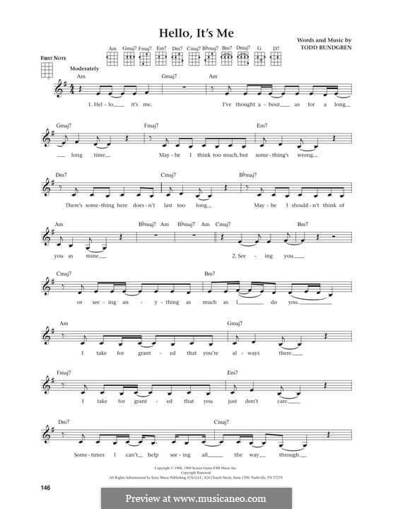 Hello, It's Me: For ukulele by Todd Rundgren