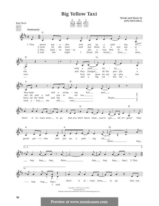 Big Yellow Taxi: For ukulele by Joni Mitchell