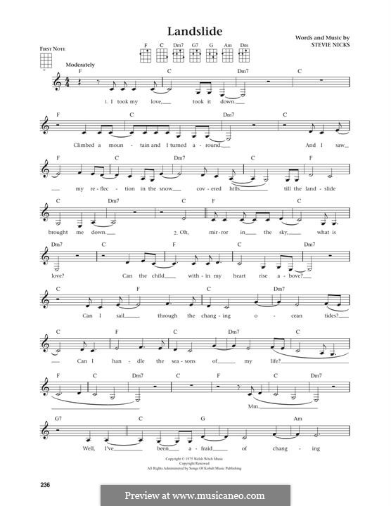 Landslide (Fleetwood Mac): For ukulele by Stevie Nicks