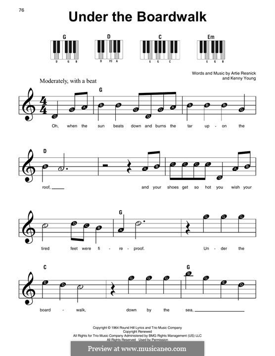 Under the Boardwalk (The Drifters): For piano by Art Resnick, Kenny Young