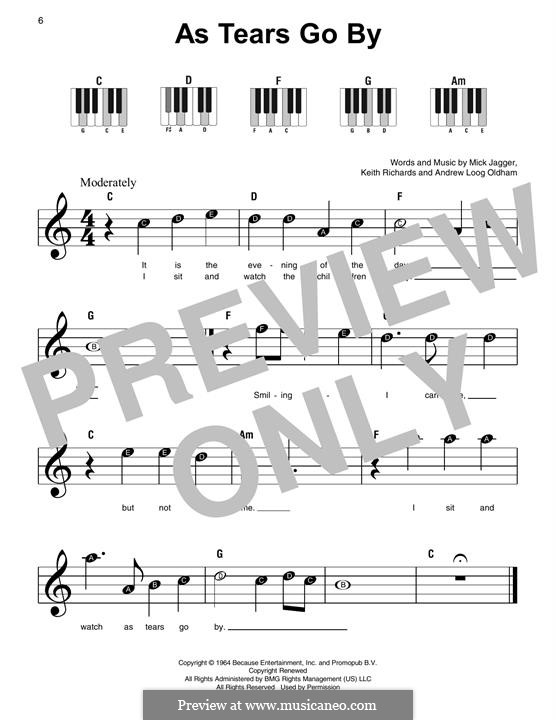 As Tears Go By (The Rolling Stones): For piano by Keith Richards, Mick Jagger