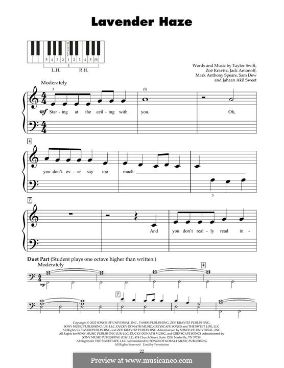 Lavender Haze (Taylor Swift): For piano by Jack Antonoff