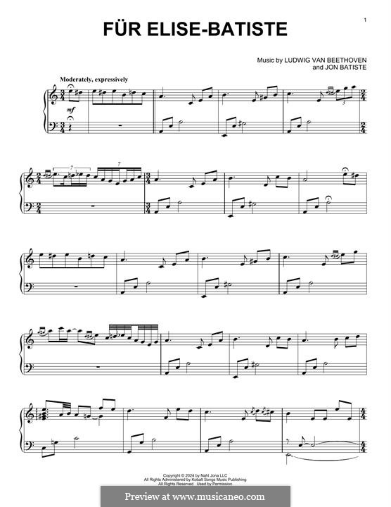 For Elise, for Piano, WoO 59: For a single performer by Ludwig van Beethoven