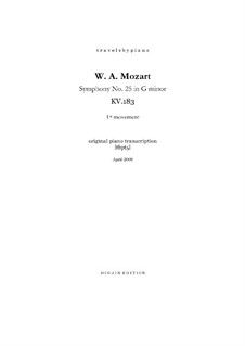 Symphony No.25 in G Minor, K.183: Movement I. Arrangement for piano, tbpt5 by Wolfgang Amadeus Mozart