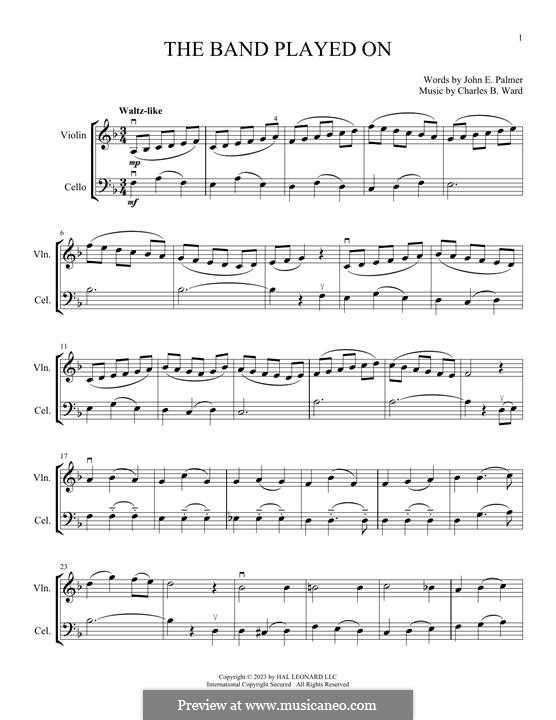 The Band Played on: For violin and cello by Charles B. Ward