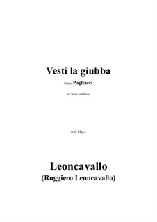 Pagliacci: Vesti la Giubba in G Major by Ruggero Leoncavallo