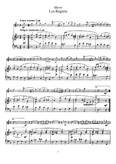 Les Regrets for Flute and Piano: Score, solo part by Michel Blavet