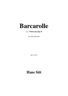 3 Morceaux, Op.75: No.3 Barcarolle by Hans Sitt