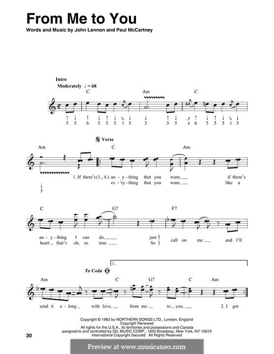 From Me to You (The Beatles): For harmonica by John Lennon, Paul McCartney
