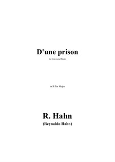 D'une prison in B flat Major: D'une prison in B flat Major by Reynaldo Hahn