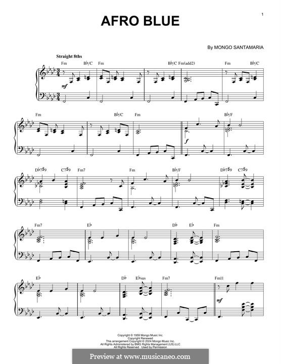 Afro Blue: For piano by Mongo Santamaria