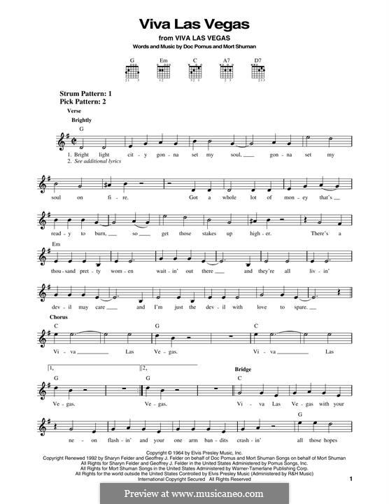 Viva Las Vegas (Elvis Presley): For guitar by Doc Pomus, Mort Shuman