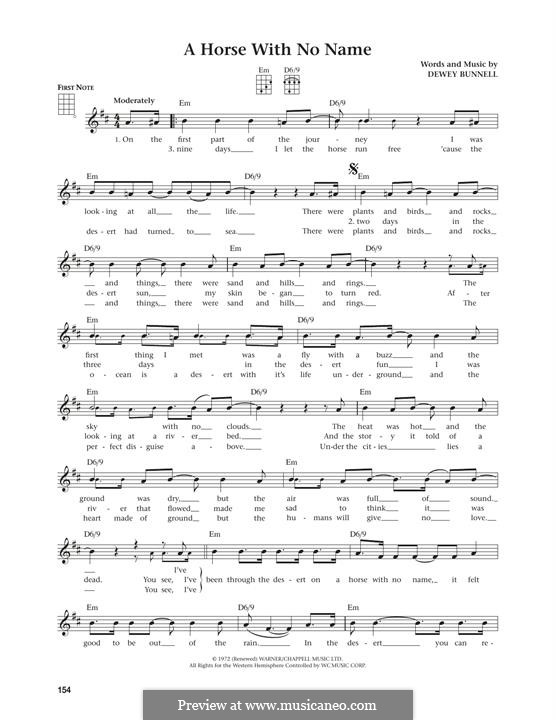 A Horse with No Name (America): For ukulele by Dewey Bunnell