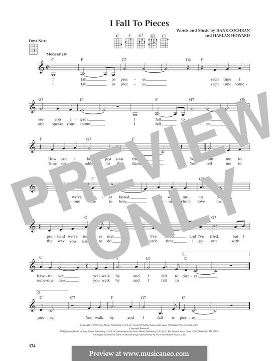 I Fall to Pieces (Patsy Cline): For ukulele by Hank Cochran, Harlan Howard