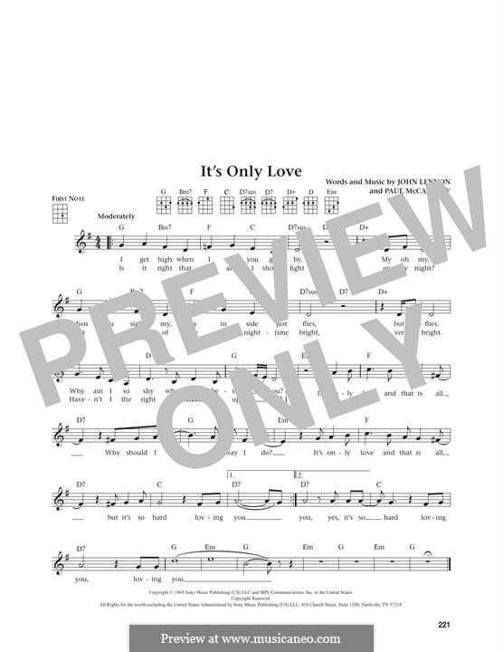 It's Only Love (The Beatles): For ukulele by John Lennon, Paul McCartney