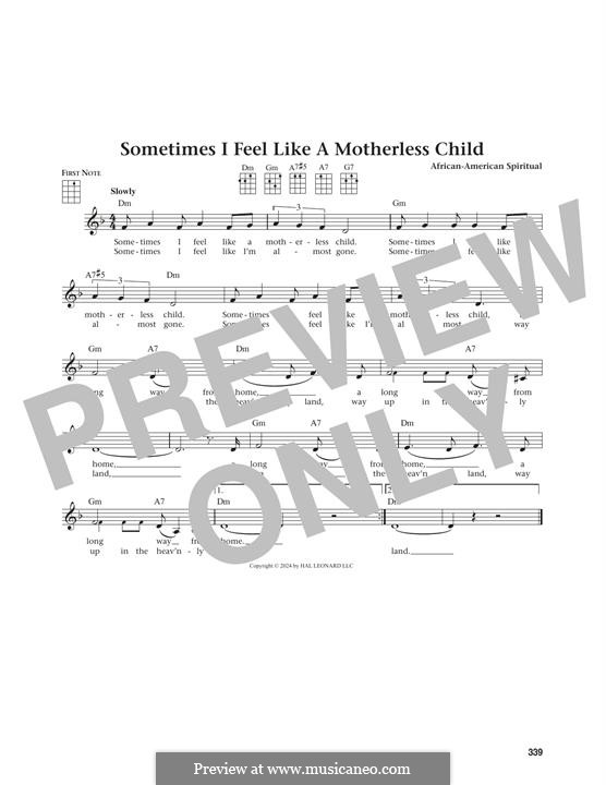 Sometimes I Feel Like a Motherless Child: For ukulele by folklore
