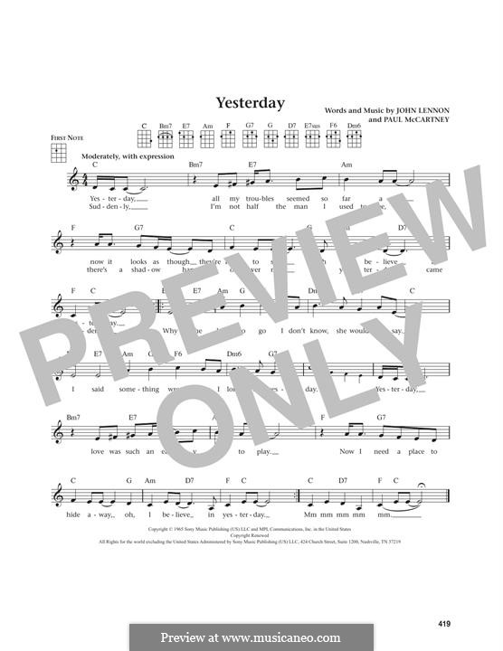 Instrumental version: For ukulele by John Lennon, Paul McCartney