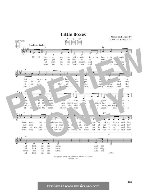 Little Boxes (Theme from 'Weeds'): For ukulele by Malvina Reynolds