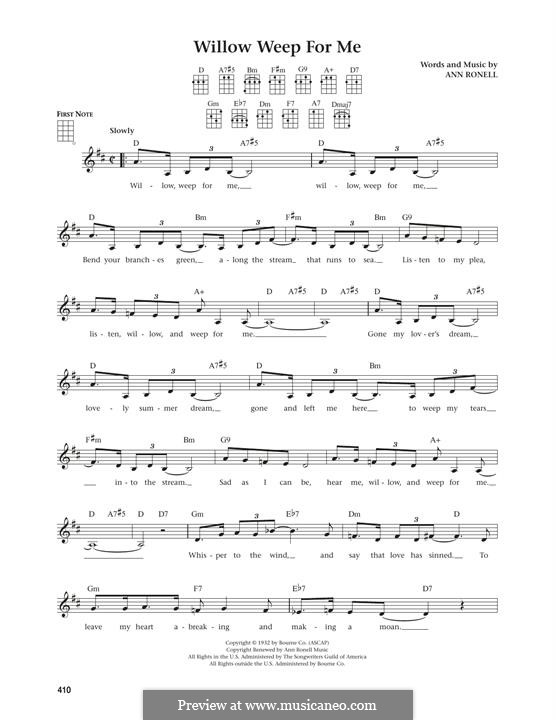 Willow Weep for Me (Chad & Jeremy): For ukulele by Ann Ronell
