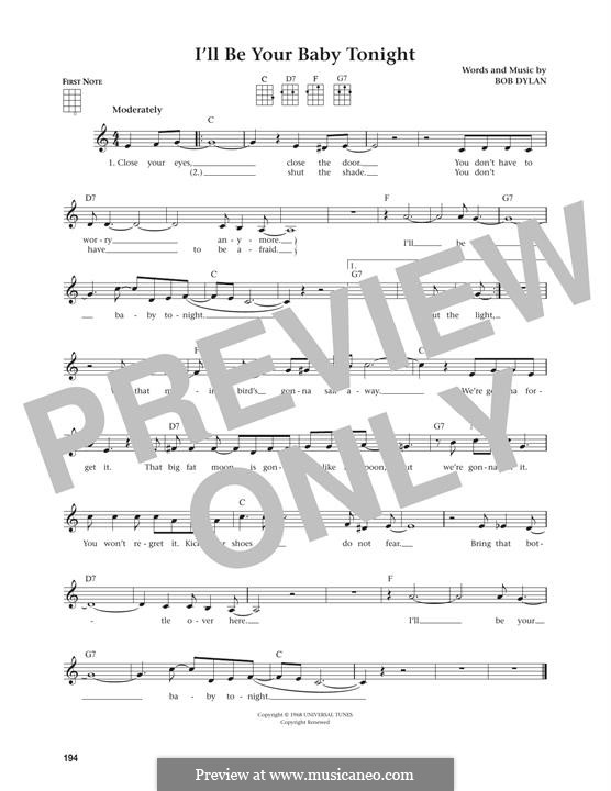 I'll Be Your Baby Tonight: For ukulele by Bob Dylan
