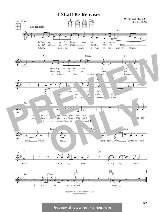 I Shall Be Released: For ukulele by Bob Dylan