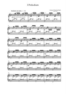Prelude and Fugue No.1 in C Major, BWV 846: For piano by Johann Sebastian Bach