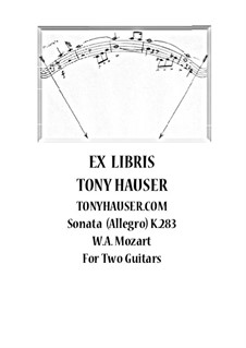 Sonata for Piano No.5 in G Major, K.283: Allegro, for two guitars by Wolfgang Amadeus Mozart