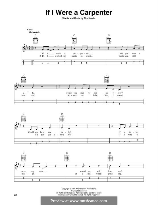 If I Were a Carpenter: For mandolin by Tim Hardin