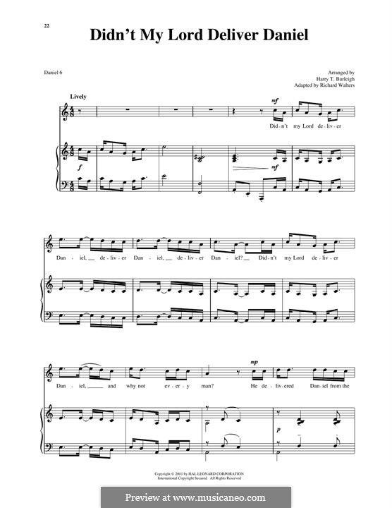 Didn't My Lord Deliver Daniel?: For voice and piano by folklore