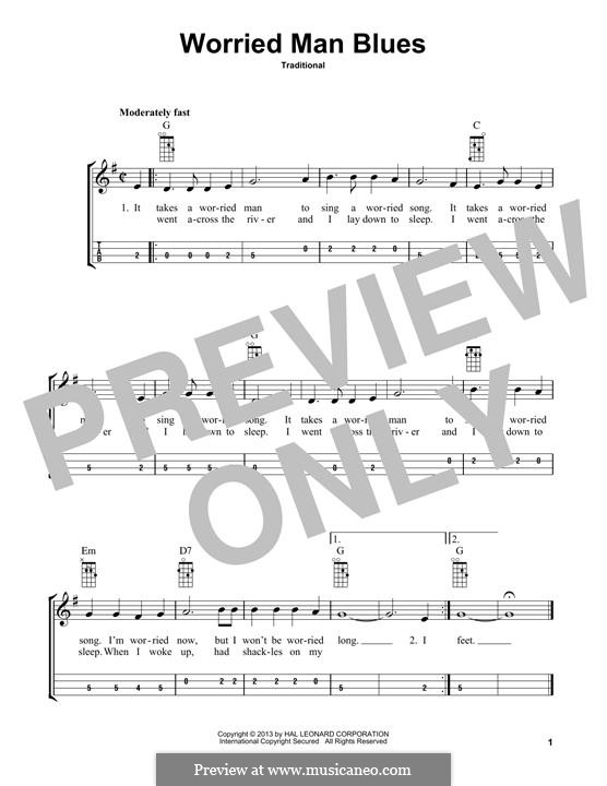 Worried Man Blues: For mandolin by folklore
