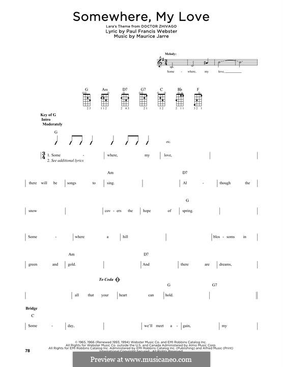 Somewhere My Love (Lara's Theme): For mandolin by Maurice Jarre