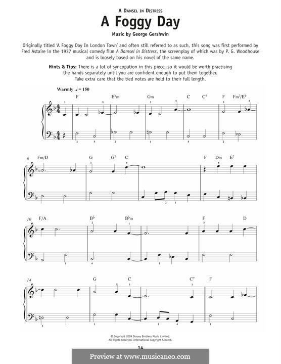 A Foggy Day (In London Town): For piano by George Gershwin