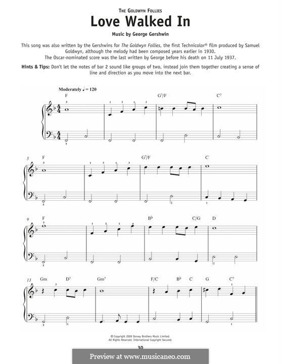 Love Walked In (from The Goldwyn Follies): For piano by George Gershwin