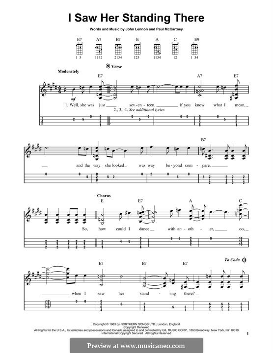 I Saw Her Standing There (The Beatles): For mandolin by John Lennon, Paul McCartney