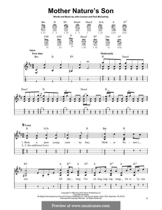 Mother Nature's Son (The Beatles): For mandolin by John Lennon, Paul McCartney