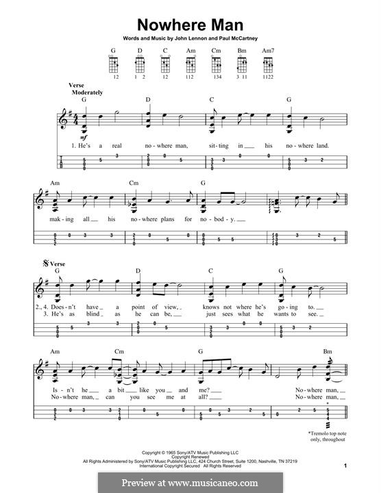 Nowhere Man (The Beatles): For mandolin by John Lennon, Paul McCartney