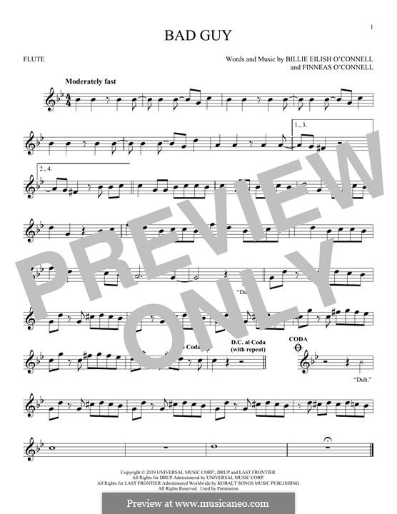 Bad Guy: For flute by Finneas O'Connell, Billie Eilish