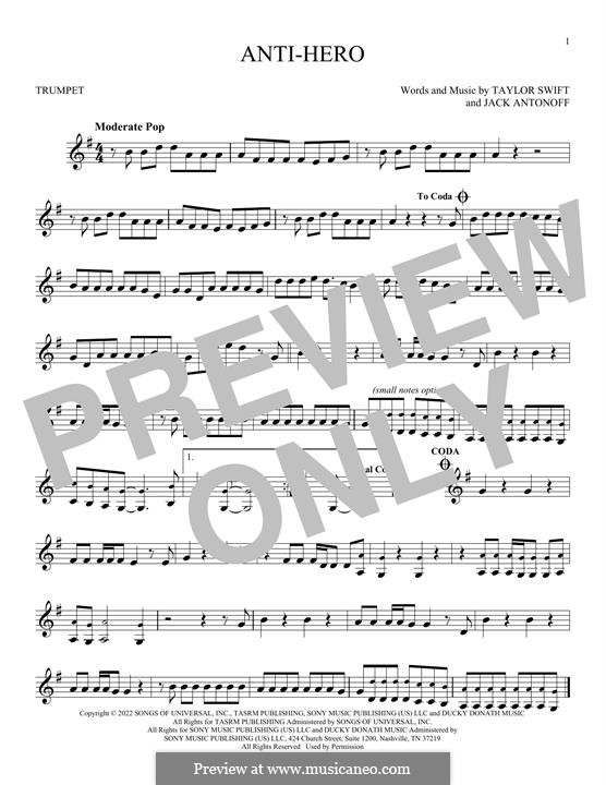 Anti-Hero (Taylor Swift): For trumpet by Jack Antonoff